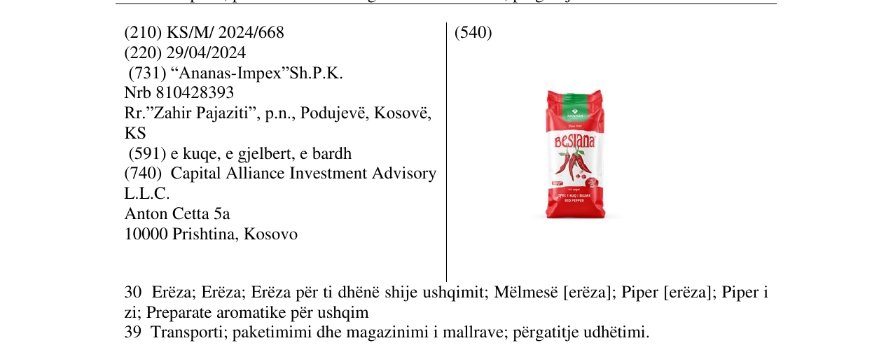 Zëri i markës Besiana në buletin