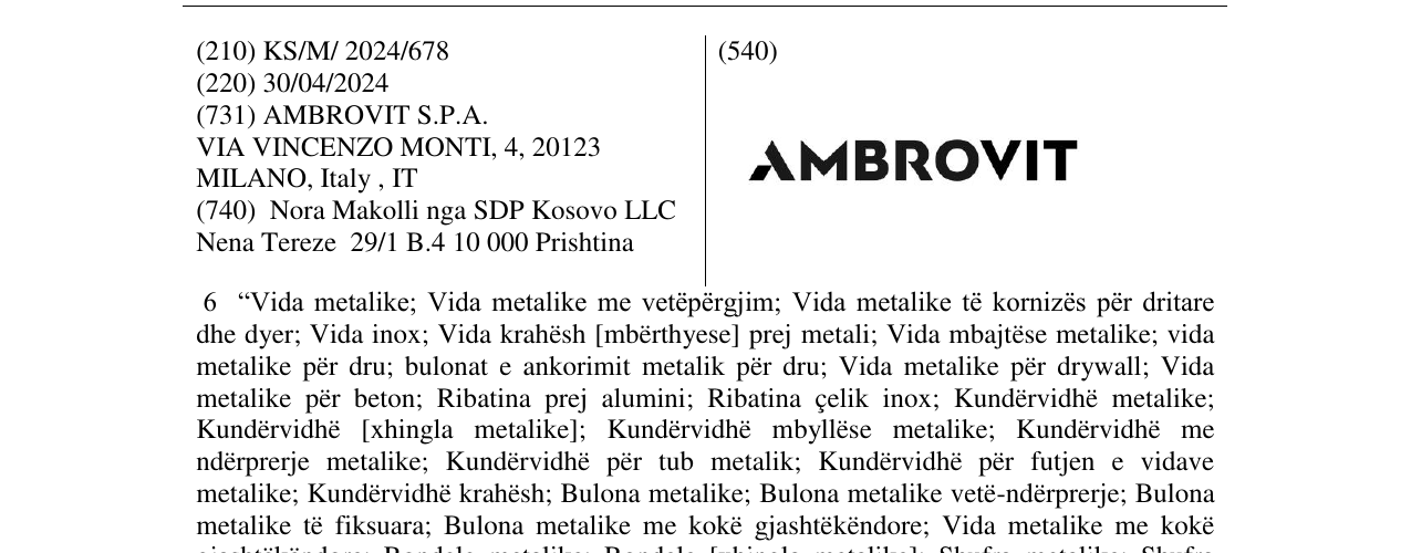 Zëri i markës AMBROVIT në buletin