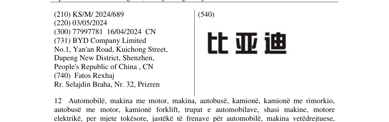 Zëri i markës BYD në buletin