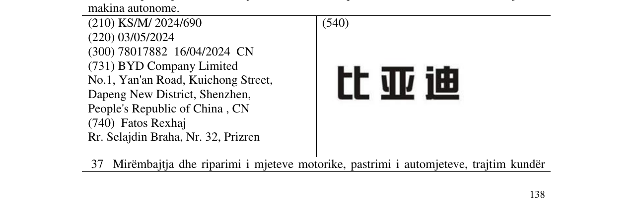 Zëri i markës BYD në buletin