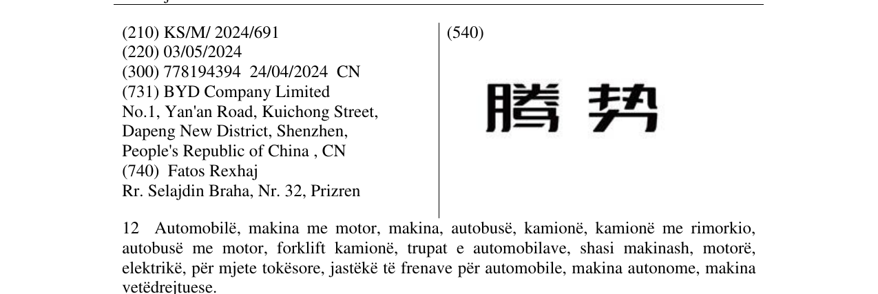 Zëri i markës BYD në buletin