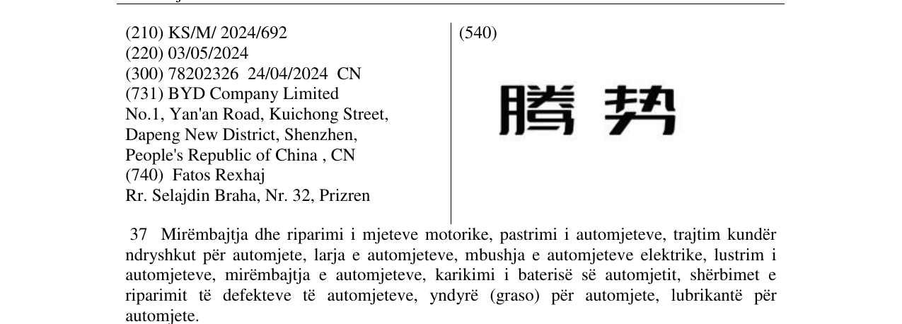 Zëri i markës BYD në buletin