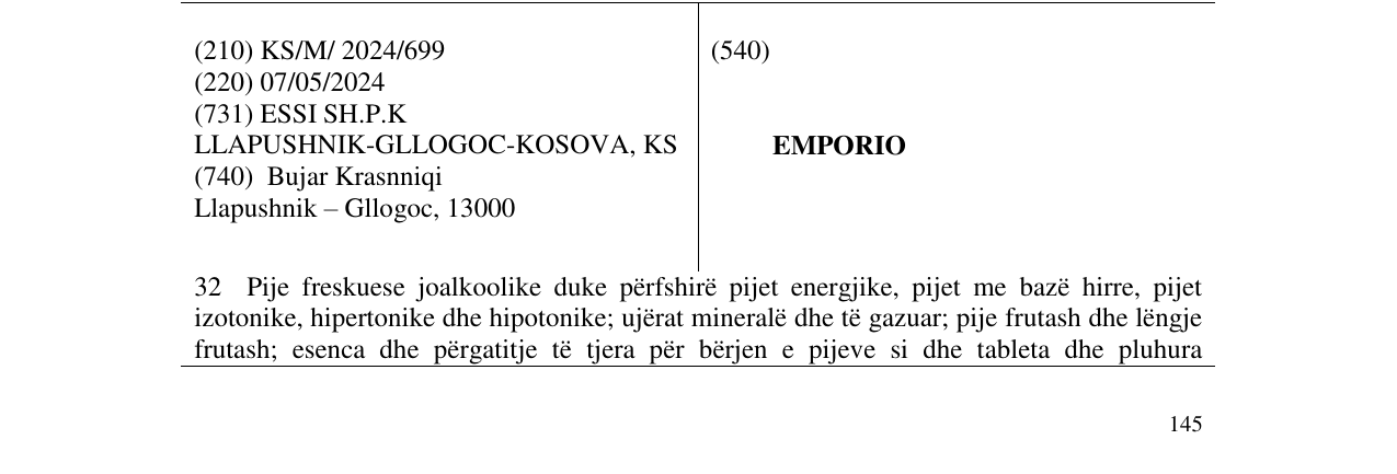 Zëri i markës EMPORIO në buletin