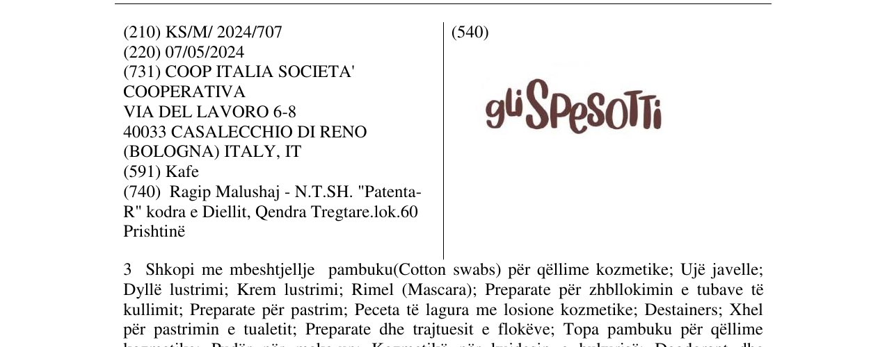 Zëri i markës glispesotti në buletin