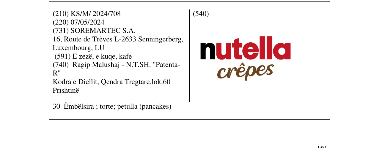 Zëri i markës nutella crepes në buletin
