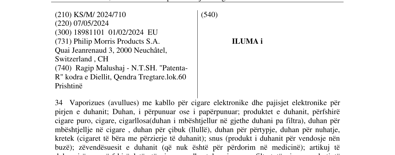 Zëri i markës ILUMA i në buletin