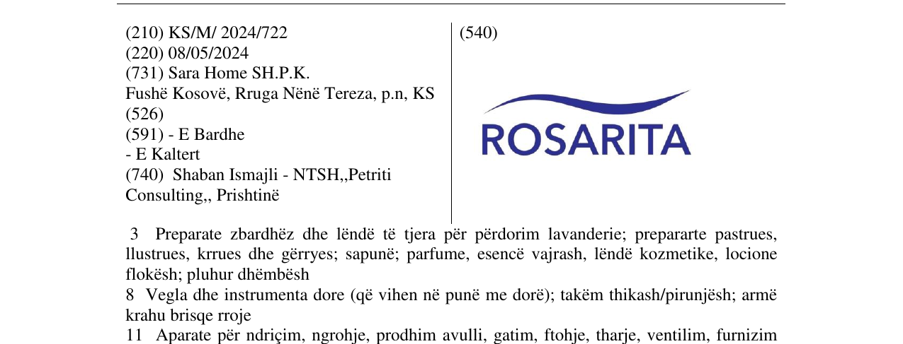 Zëri i markës ROSARITA në buletin