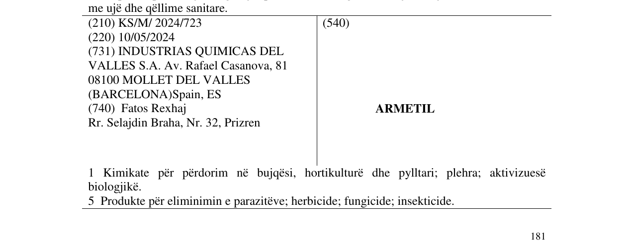 Zëri i markës ARMETIL në buletin