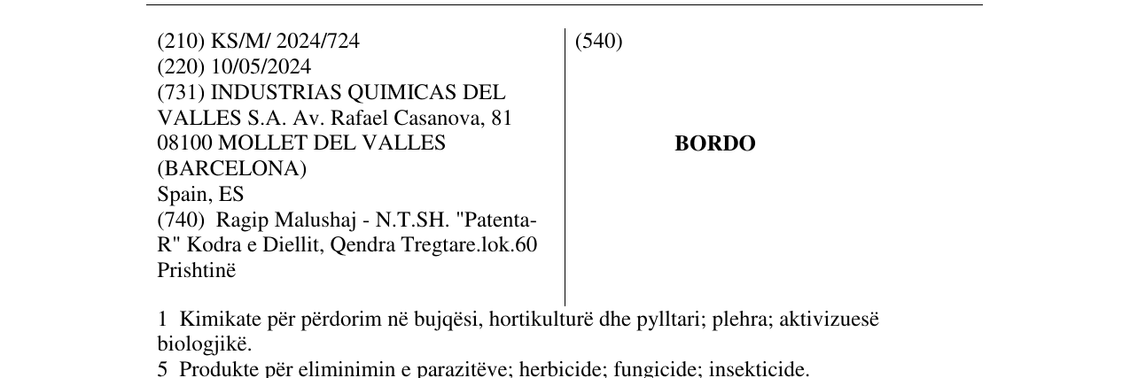 Zëri i markës BORDO në buletin