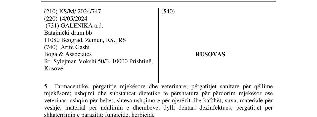 Zëri i markës RUSOVAS në buletin
