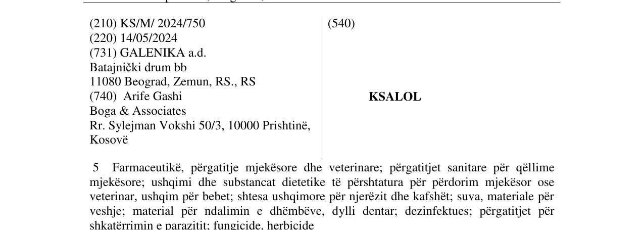 Zëri i markës KSALOL në buletin