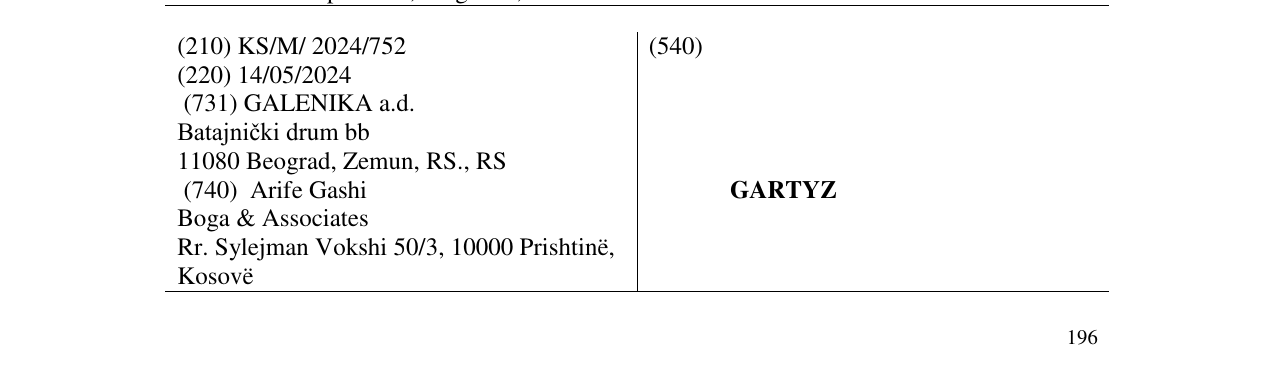 Zëri i markës GARTYZ në buletin