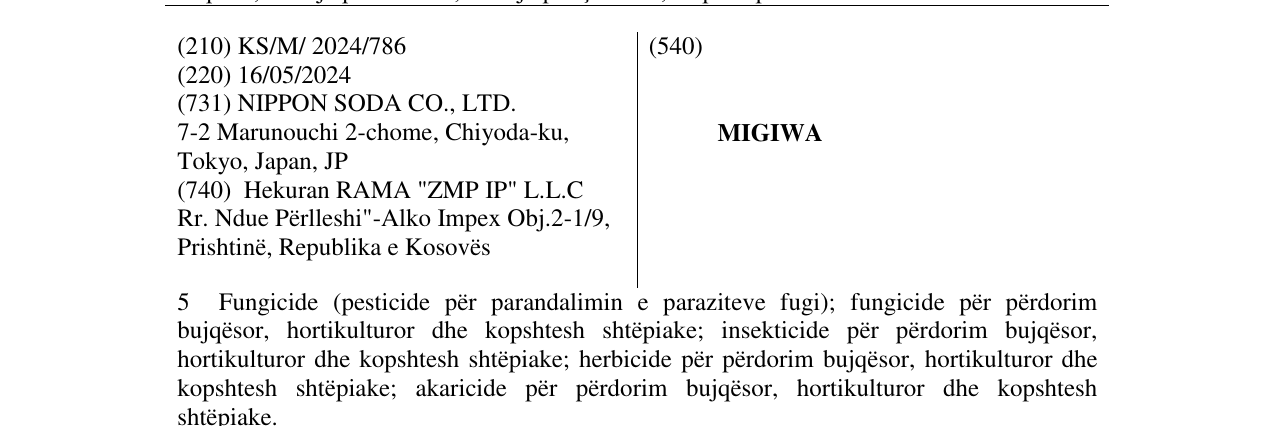 Zëri i markës MIGIWA në buletin
