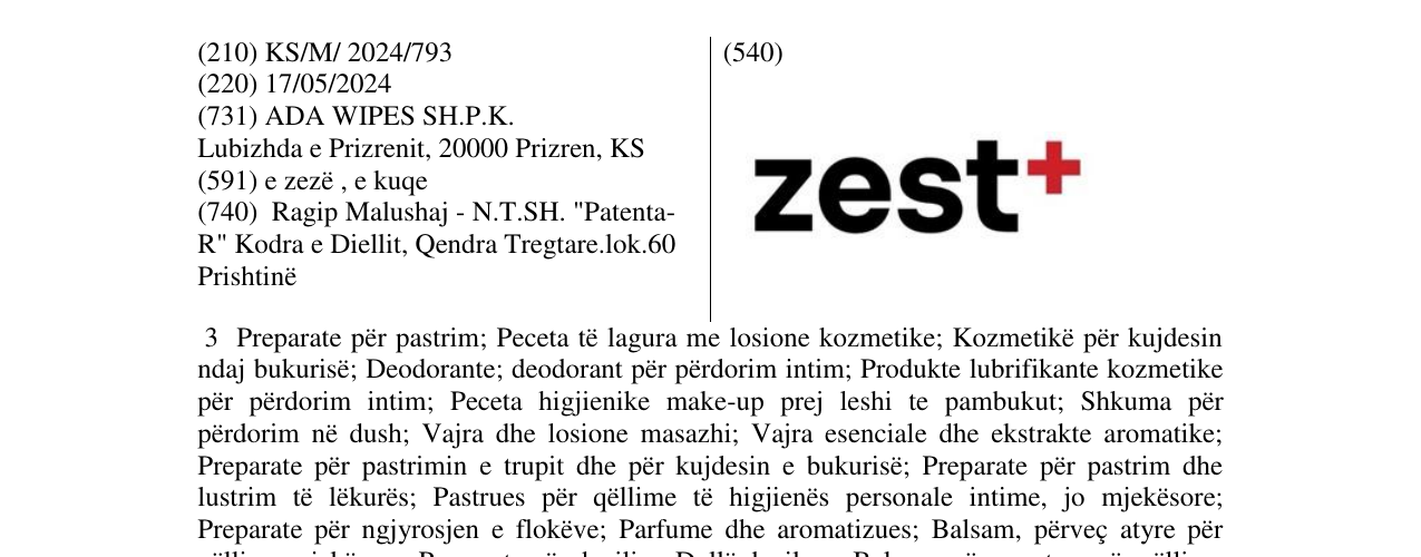 Zëri i markës zest+ në buletin