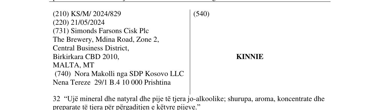 Zëri i markës KINNIE në buletin