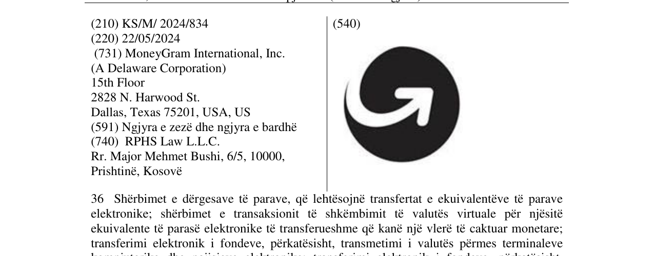 Zëri i markës Money Gram international në buletin
