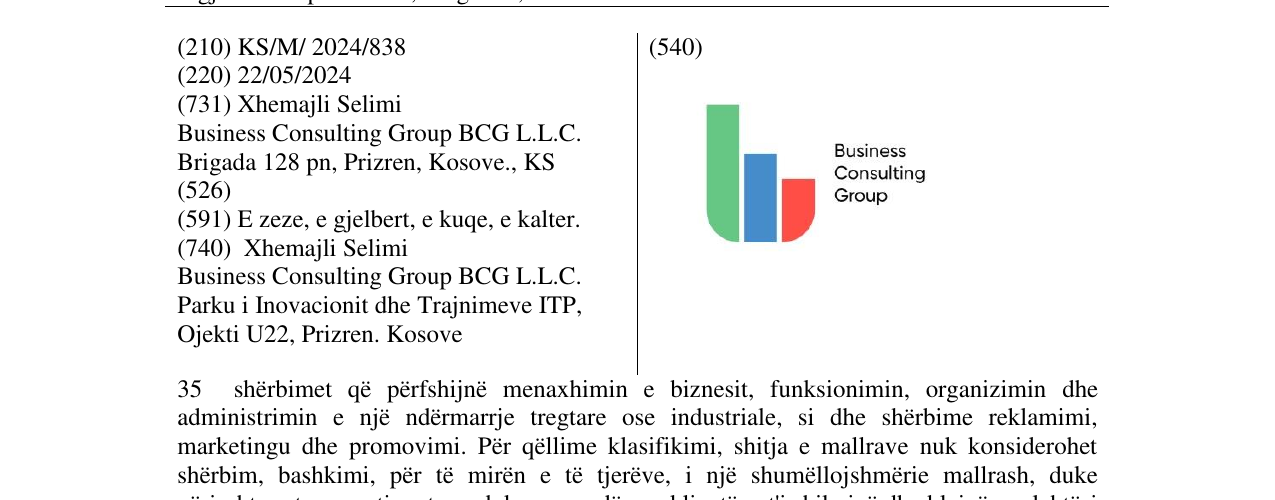 Zëri i markës Busines Consulting Group në buletin