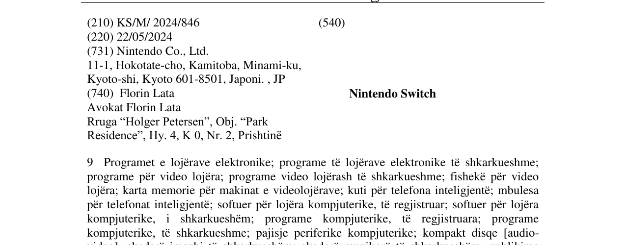 Zëri i markës Nintendo Switch në buletin