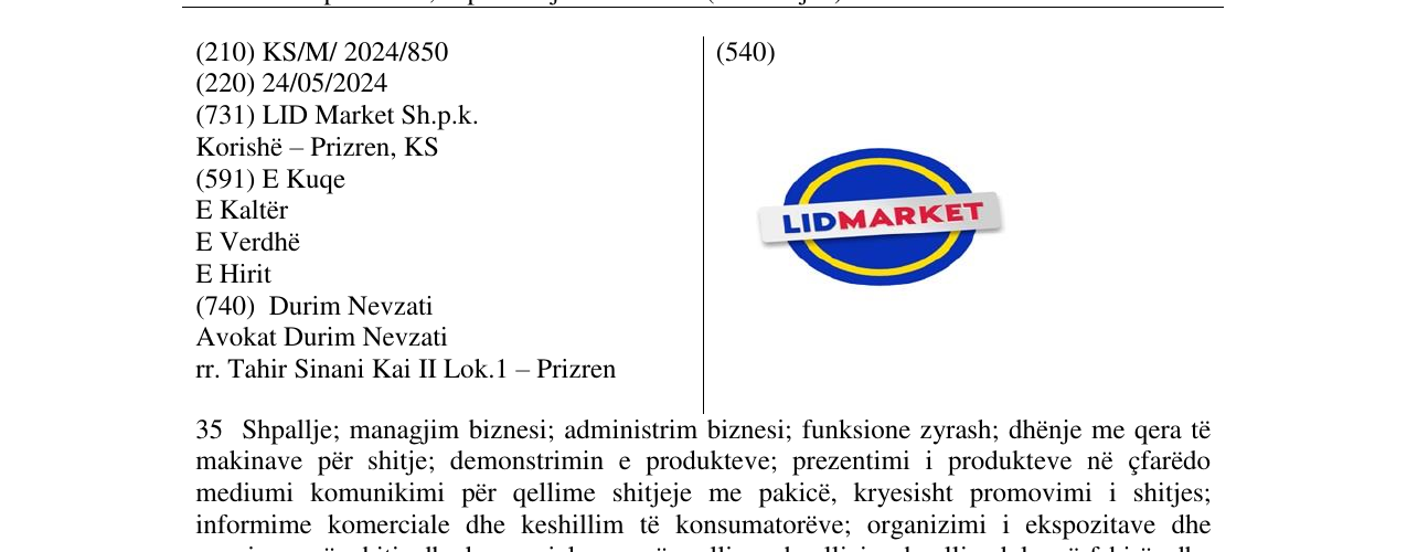 Zëri i markës LIDMARKET në buletin