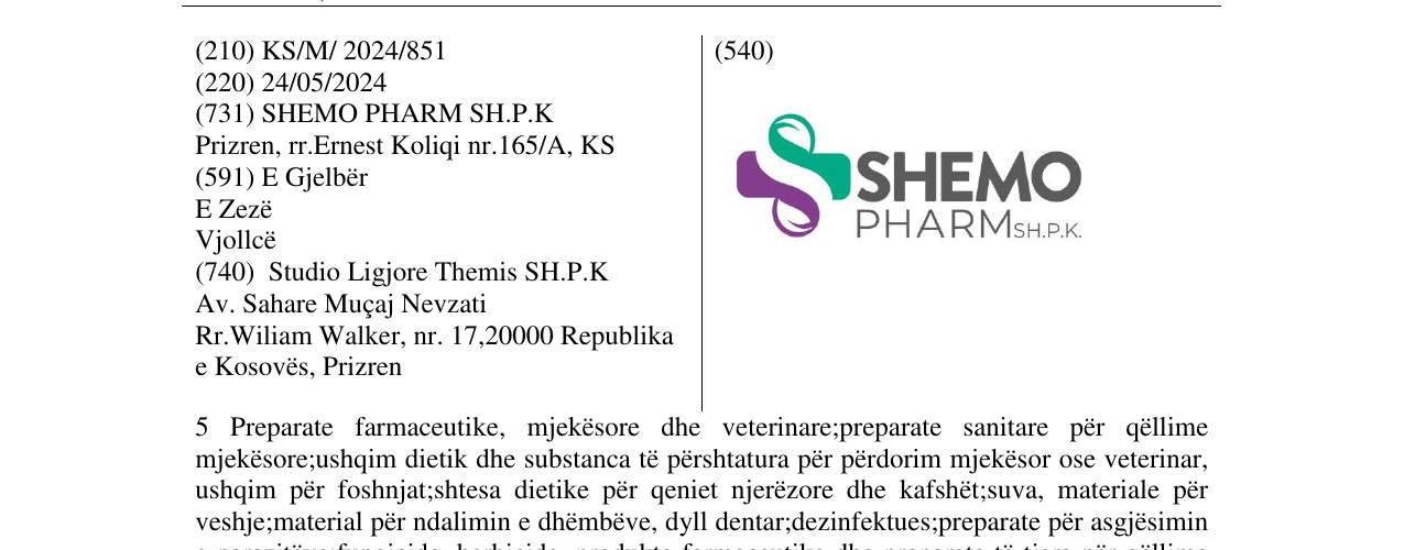 Zëri i markës SHEMO PHARM në buletin