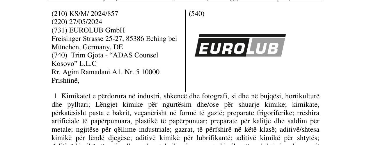 Zëri i markës EUROLUB në buletin