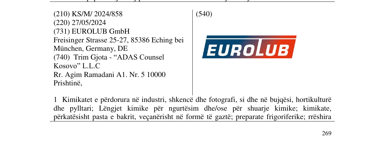 Zëri i markës EUROLUB në buletin