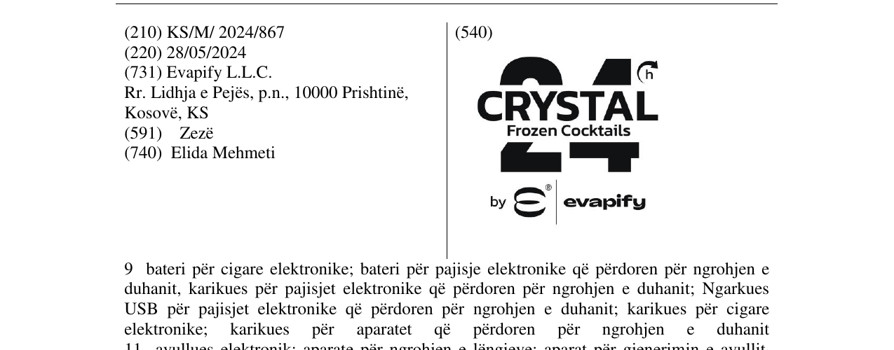 Zëri i markës CRYSTAL në buletin