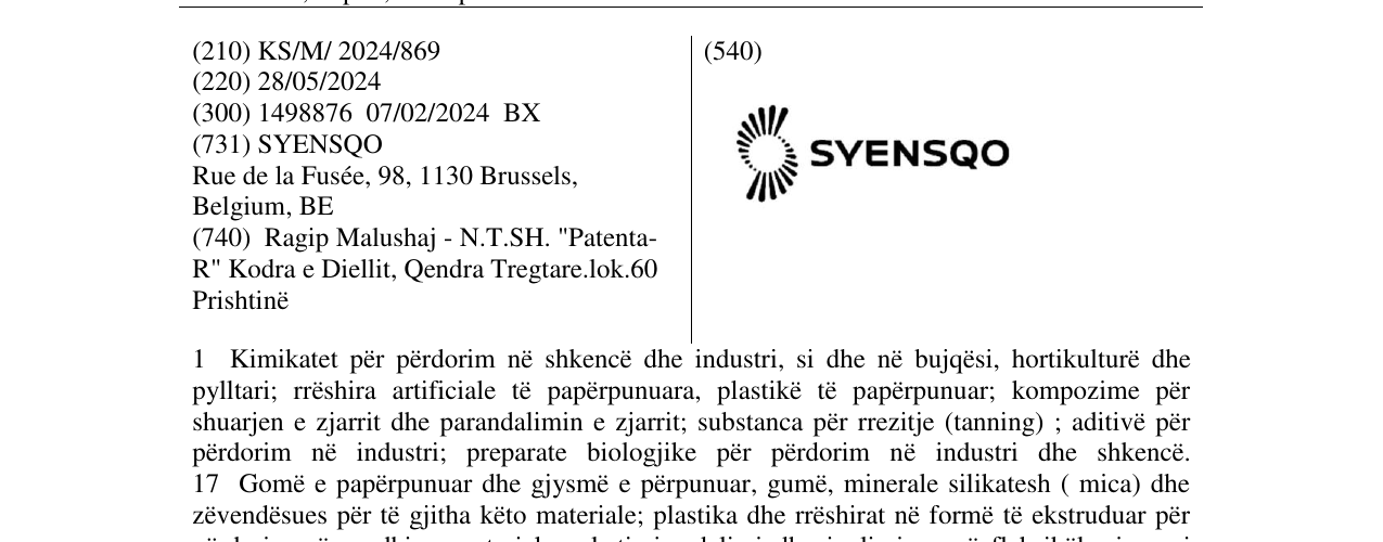 Zëri i markës SYENSQO në buletin