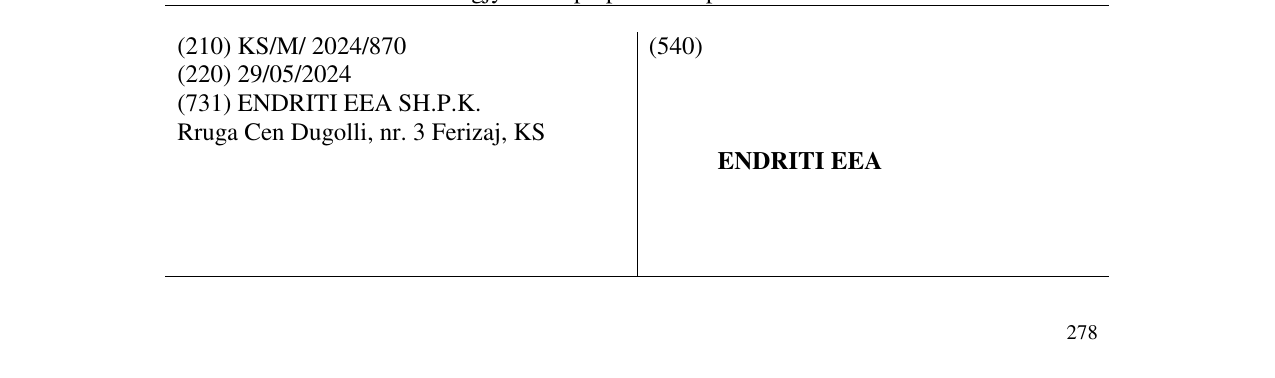 Zëri i markës ENDRITI EEA në buletin