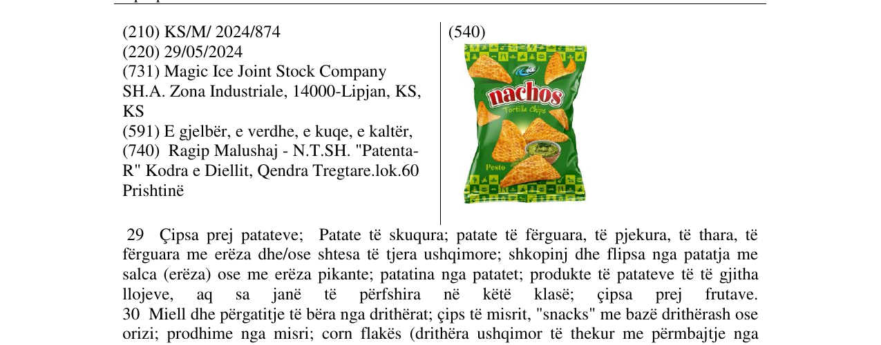 Zëri i markës nachos në buletin