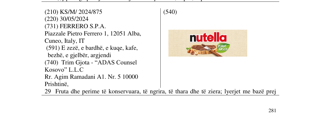 Zëri i markës nutella në buletin