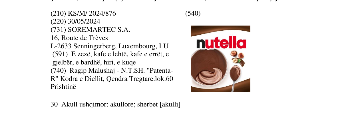 Zëri i markës nutella në buletin