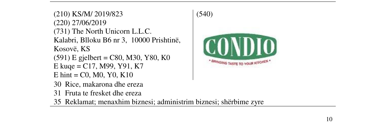 Zëri i markës CONDIO në buletin