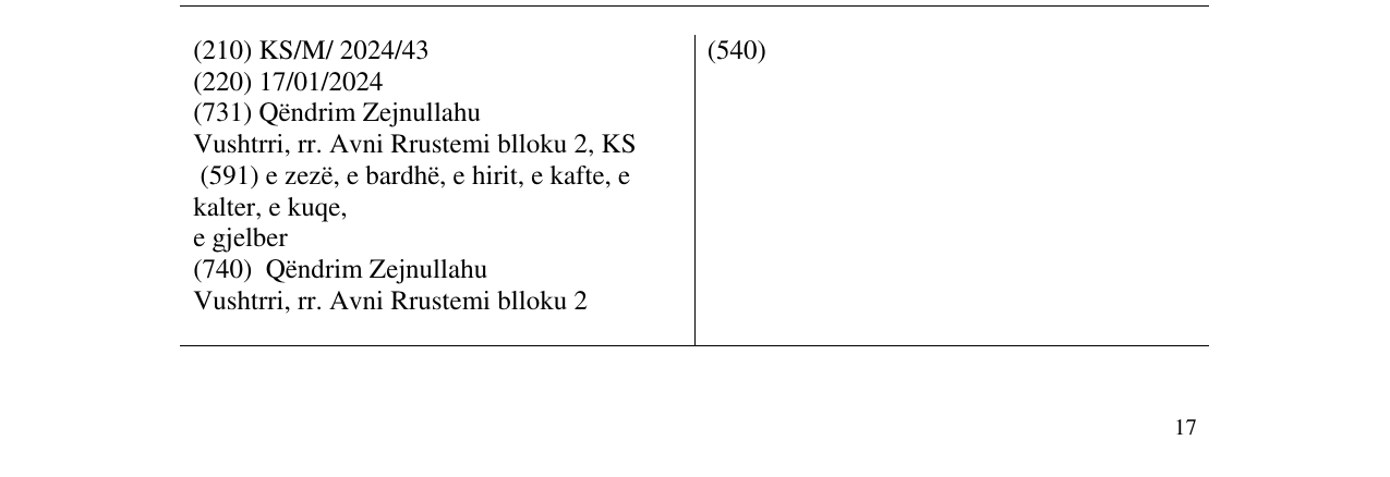 Zëri i markës GOAT 1405 në buletin