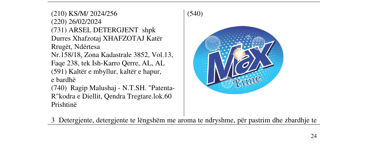 Zëri i markës MAX TIME në buletin