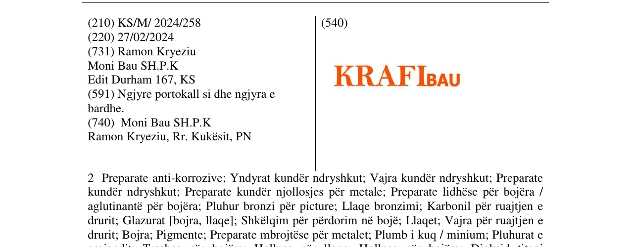 Zëri i markës KRAFI BAU në buletin