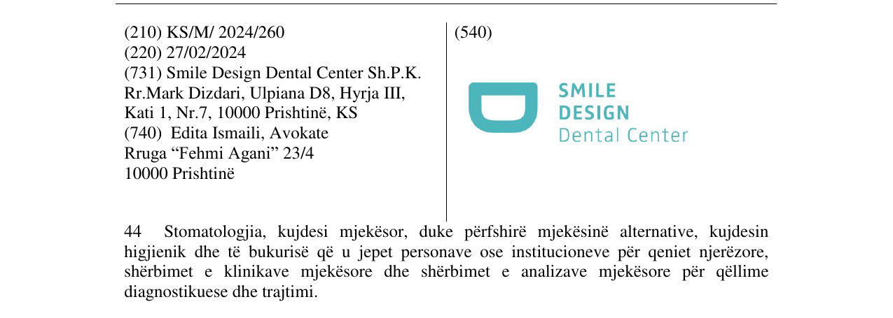 Zëri i markës SMILE DESIGN DENTAL CENTES në buletin