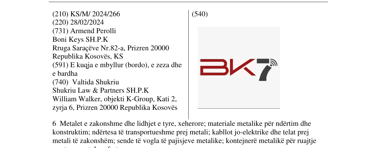 Zëri i markës BK7 në buletin