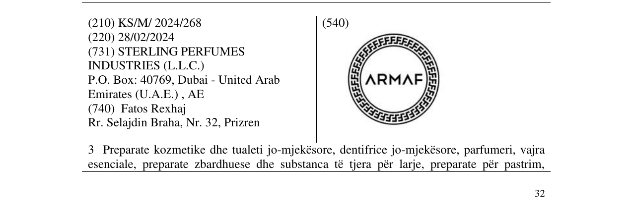 Zëri i markës ARMAF në buletin