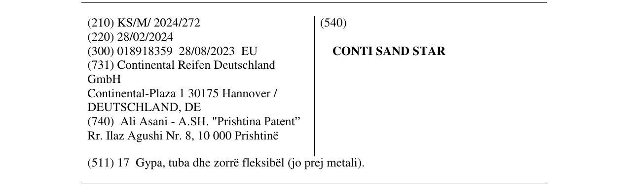 Zëri i markës CONTI SAND STAR në buletin