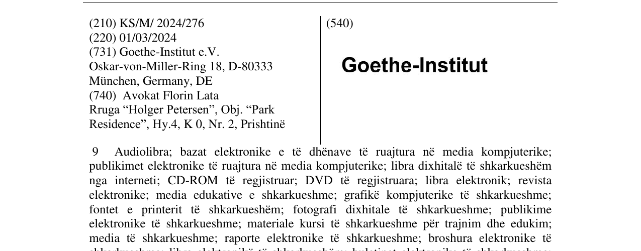 Zëri i markës Goethe-Institut në buletin