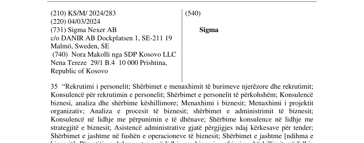 Zëri i markës Sigma në buletin