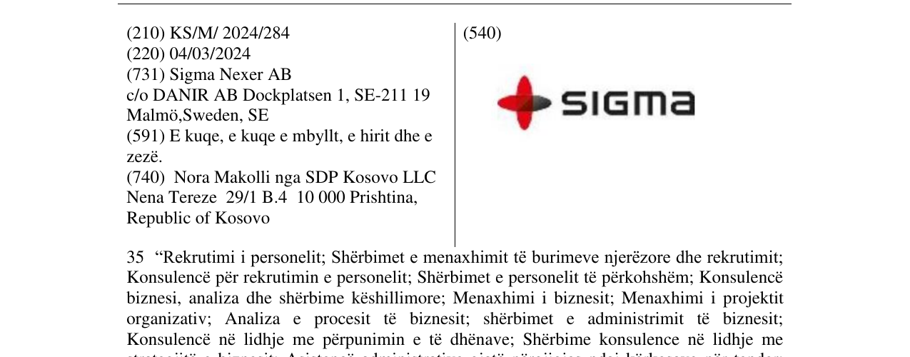 Zëri i markës sigma në buletin