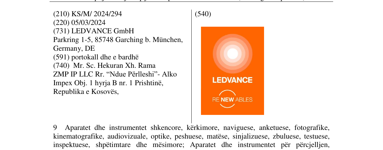 Zëri i markës LEDVANCE në buletin