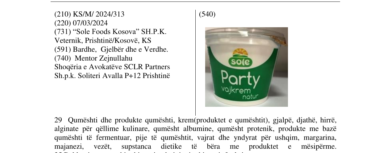 Zëri i markës SOLE në buletin