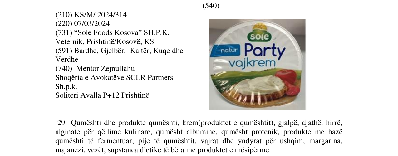 Zëri i markës SOLE në buletin