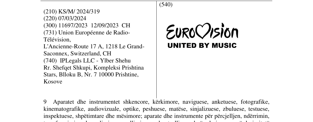 Zëri i markës EUROVISION UNITED BY MUSIC në buletin
