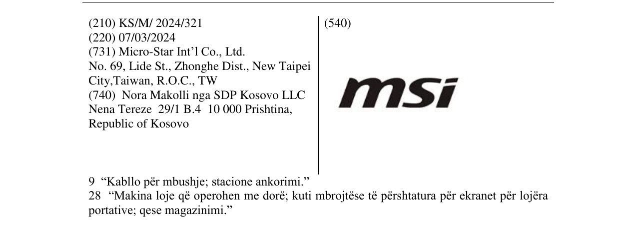Zëri i markës msi në buletin