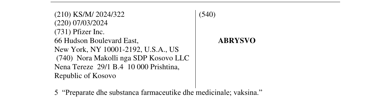 Zëri i markës ABRYSVO në buletin