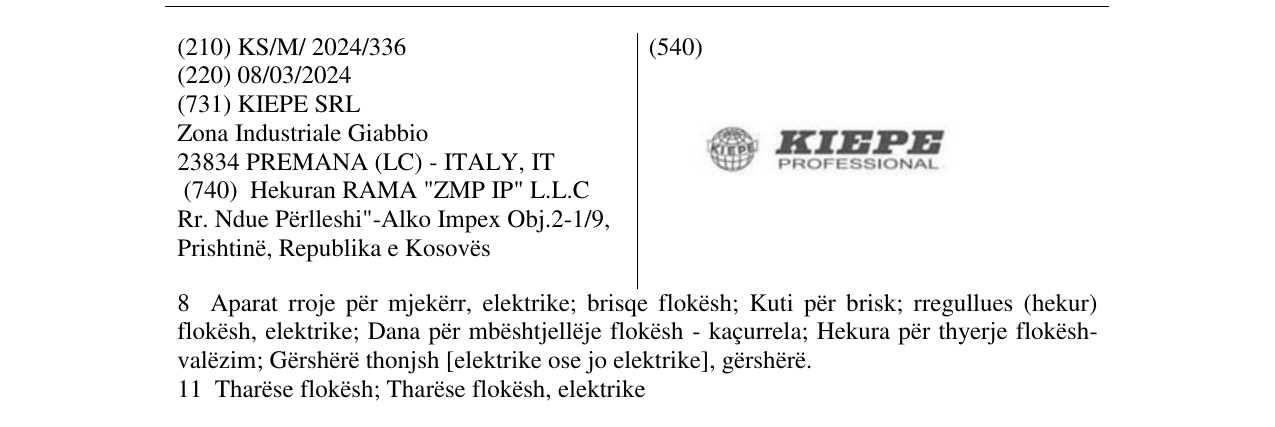 Zëri i markës KIEPE PROFESIONAL në buletin